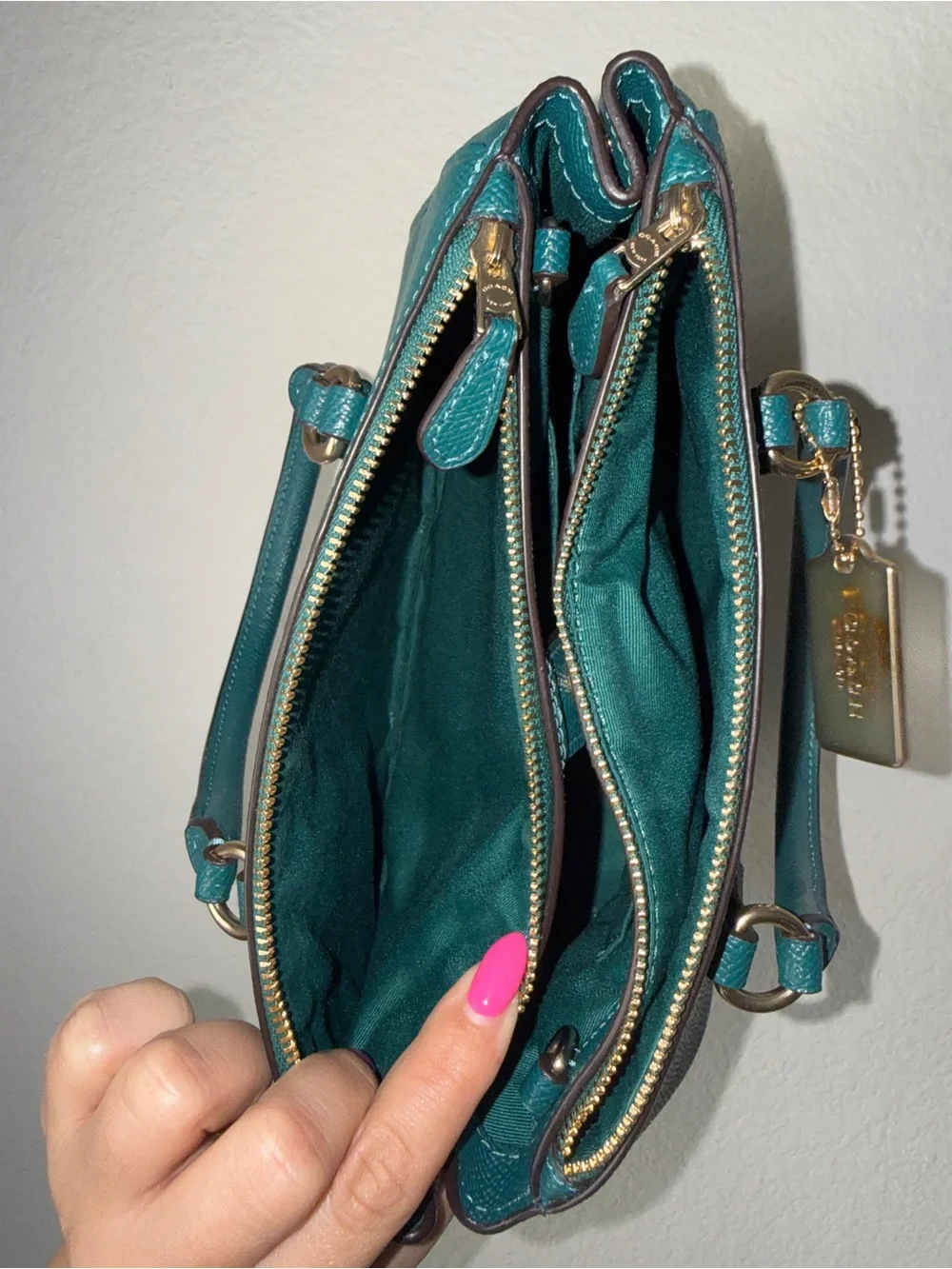 Authentic Coach Mini Surrey Carryall – Viridian Green/Teal
